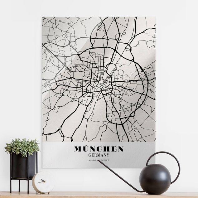 Lavagna magnetica vetro Mappa di Monaco di Baviera - Classica