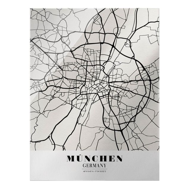 Quadro in vetro - Munich City Map - Classic - Verticale 3:4