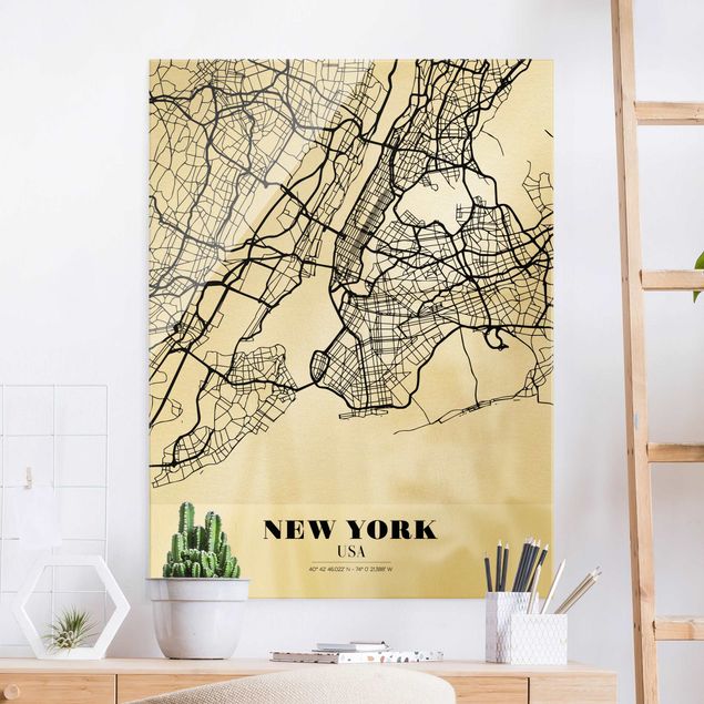 Lavagna magnetica vetro Mappa di New York - Classica
