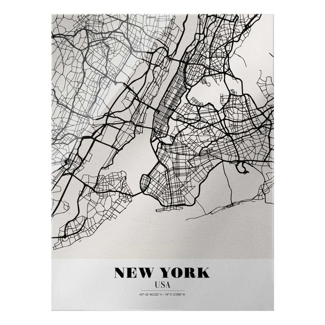 Quadro in vetro - New York City Map - Classic - Verticale 3:4