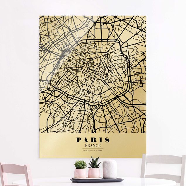 Lavagna magnetica vetro Mappa di Parigi - Classica