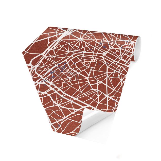 Carta da parati esagonale adesiva con disegni - Mappa di Parigi - Rétro