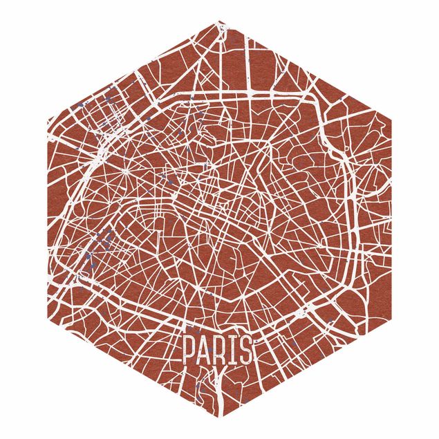 Carta da parati esagonale adesiva con disegni - Mappa di Parigi - Rétro