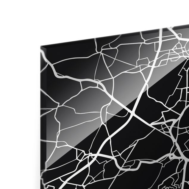 Quadro in vetro - Pianta della città Stoccarda - Classico nero - Formato verticale