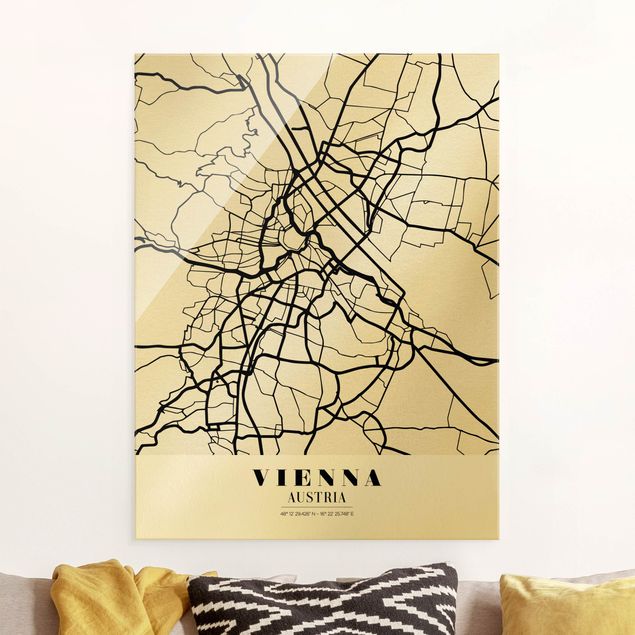 Lavagna magnetica vetro Mappa di Vienna - Classica