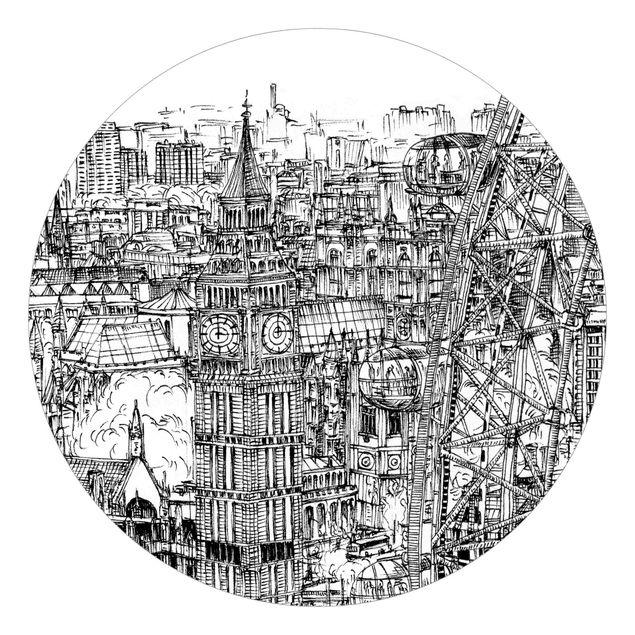 Carta da parati rotonda autoadesiva - Città Studi - London Eye