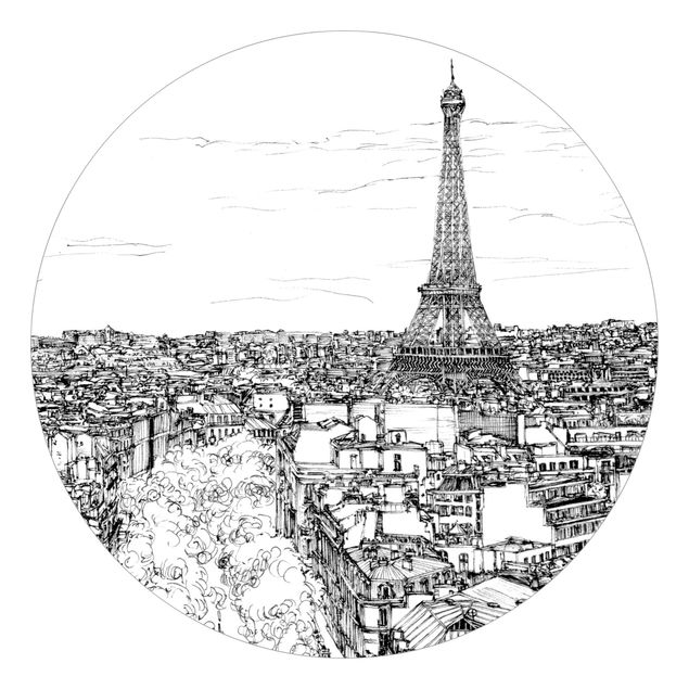 Carta da parati rotonda autoadesiva - Città Studi - Parigi