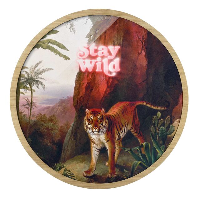 Quadro rotondo incorniciato - Stay Wild Tiger