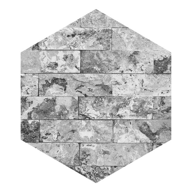 Fotomurale esagonale autoadesivo - Muro effetto marmo naturale grigio