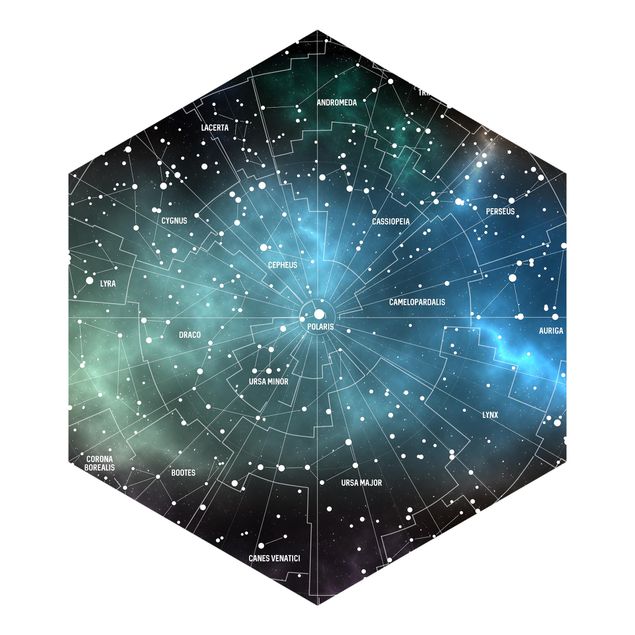 Carta da parati esagonale adesiva con disegni - Carta delle stelle in nebbia cosmica