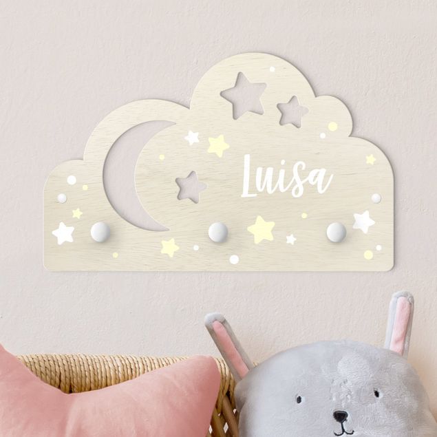 Garderobe Kinderzimmer weiß Nuvola stellata e luna con nome personalizzato