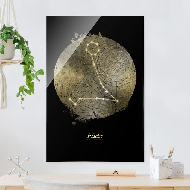 Lavagna magnetica vetro Segno zodiacale Pesci - Argento