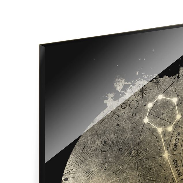 Quadro in vetro - Segno zodiacale Pesci in argento - Formato verticale