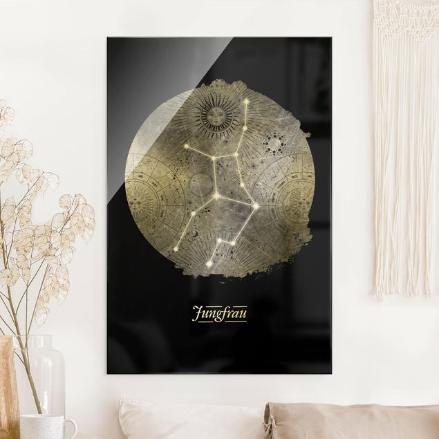 Lavagna magnetica in vetro Segno zodiacale Vergine Argento