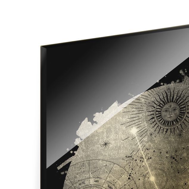 Quadro in vetro - Segno zodiacale Cancro in argento - Formato verticale