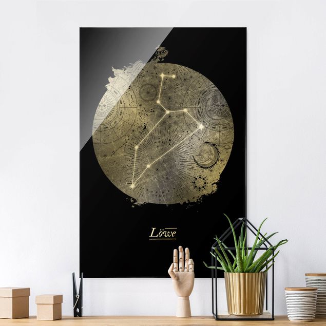Lavagna magnetica vetro Segno zodiacale Leone Argento
