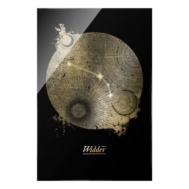 Quadro in vetro - Segno zodiacale Ariete in argento - Formato verticale