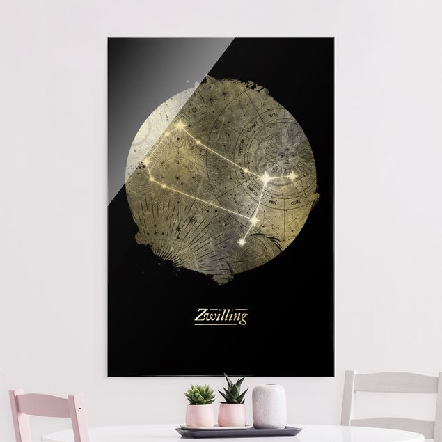 Lavagna magnetica vetro Segno zodiacale Gemelli Argento