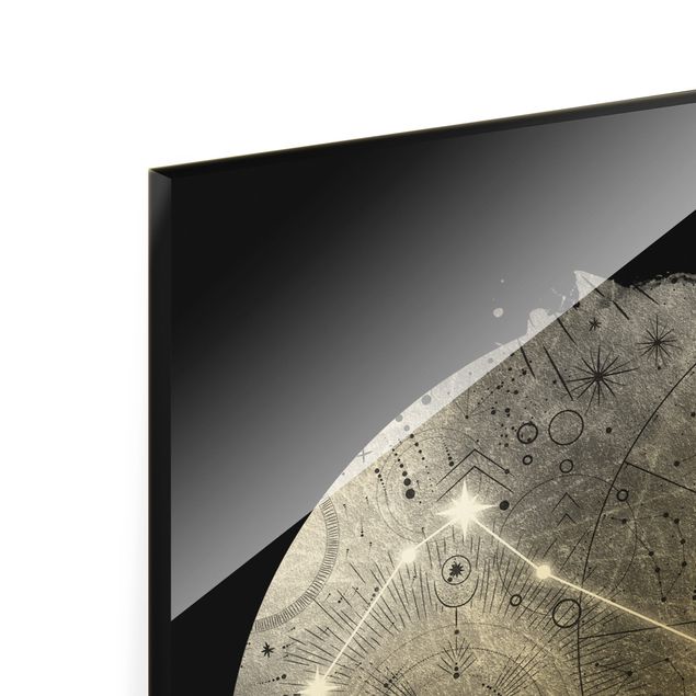 Quadro in vetro - Segno zodiacale Gemelli in argento - Formato verticale