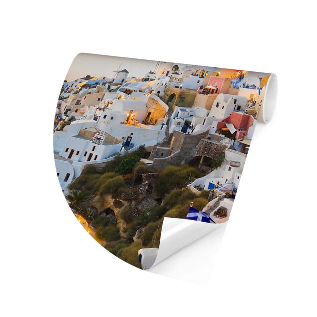 Carta da parati rotonda autoadesiva - Santorini luminoso