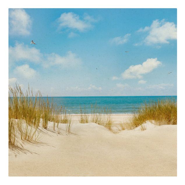 Quadro su tela naturale - Spiaggia del Mare del Nord - Quadrato 1:1