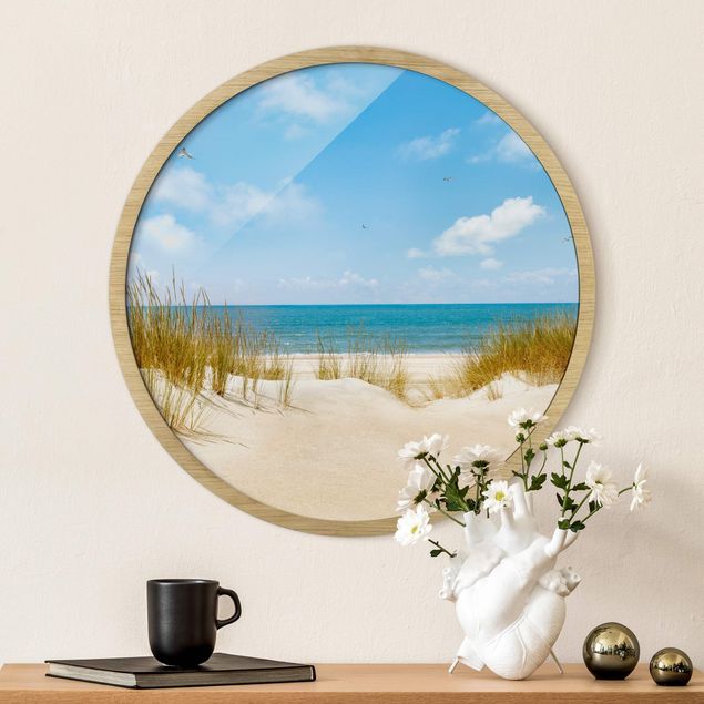 Poster con cornice rotonda Spiaggia sul mare del Nord