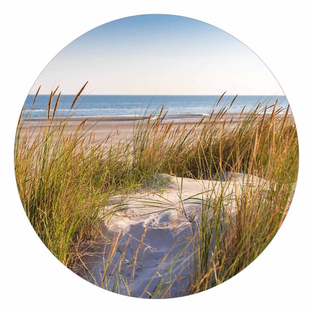 Carta da parati rotonda autoadesiva - Spiaggia di dune al mare