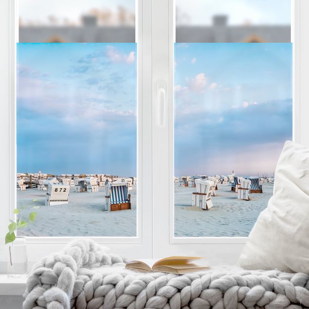 Pellicola per vetri per salone Poltrone da spiaggia al mare del Nord