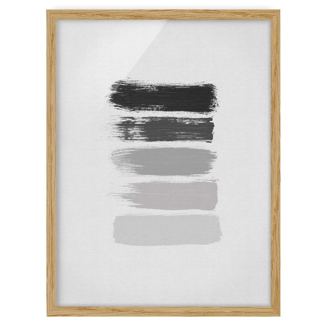 Poster con cornice - Righe in nero e grigio