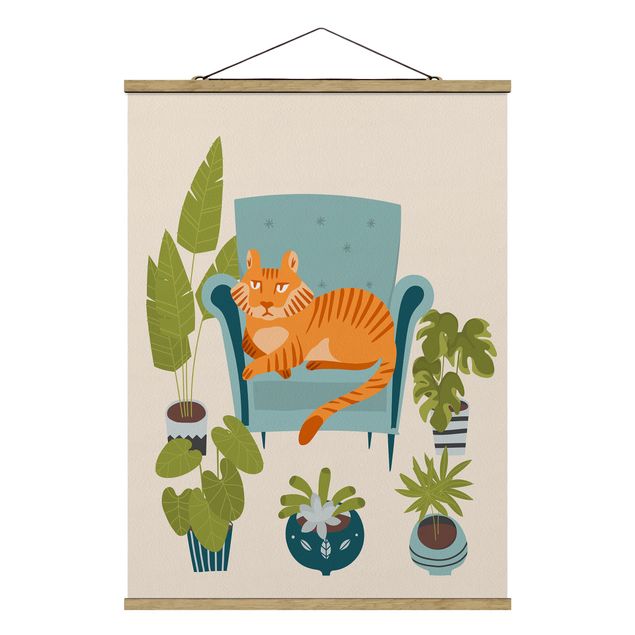 Foto su tessuto da parete con bastone - Illustrazione di mini tigre domestica - Verticale 3:4