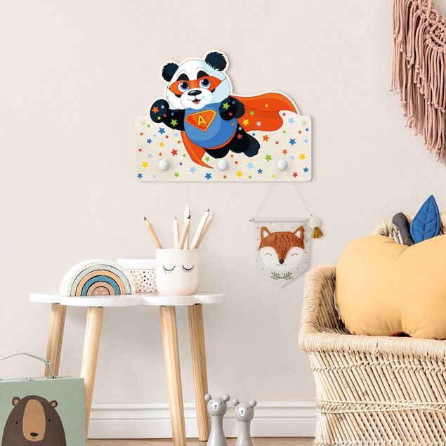 Appendiabiti per bambini - Super Panda con lettere personalizzate