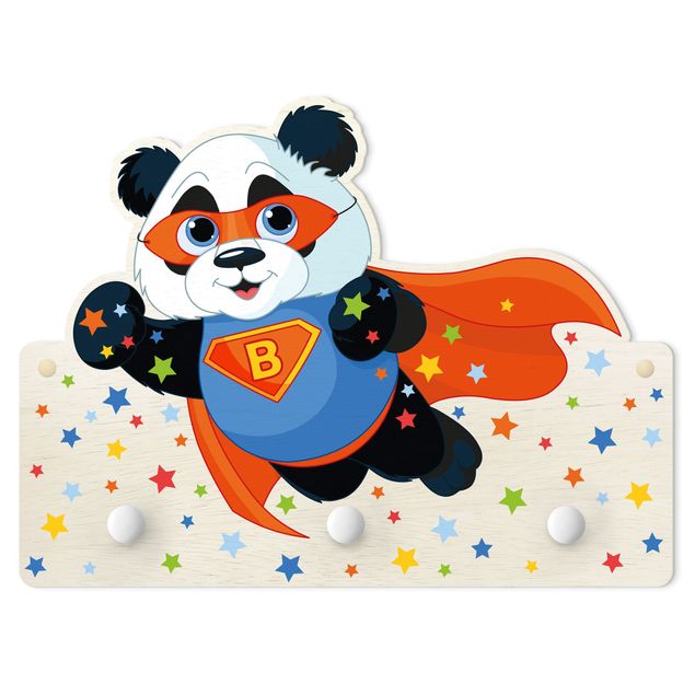 Appendiabiti per bambini - Super Panda con lettere personalizzate