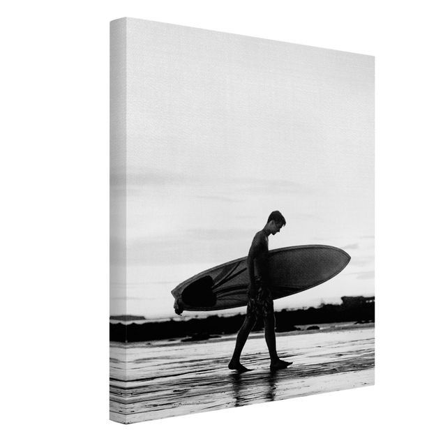Quadri moderni per soggiorno Ragazzo surfista in ombra di profilo