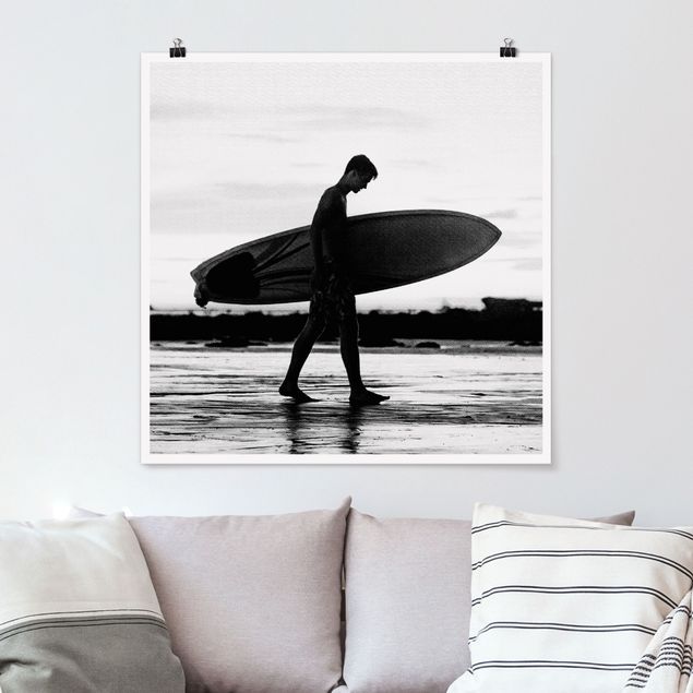 Gal Design quadri Ragazzo surfista in ombra di profilo
