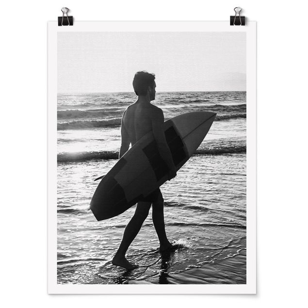 Poster riproduzione - Surfista al tramonto