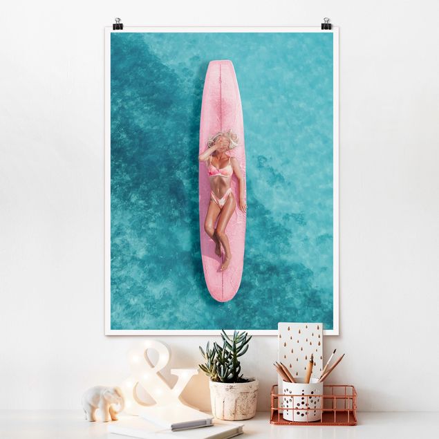 Gal Design quadri Surfista su tavola rosa