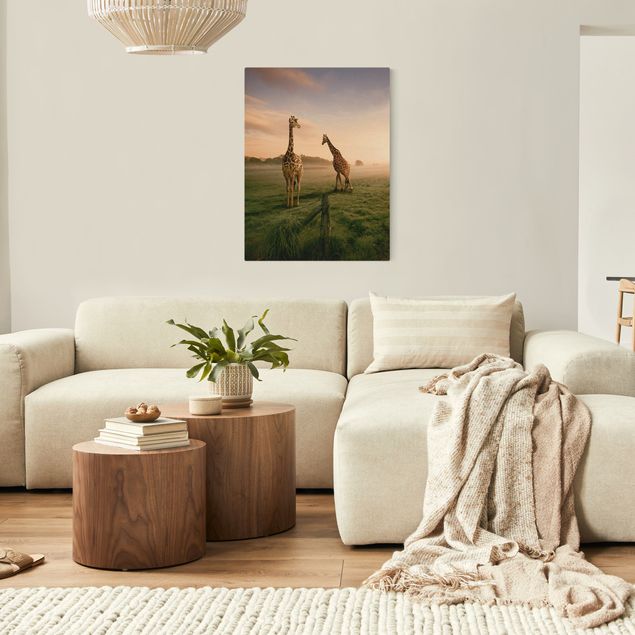 Stampe su tela paesaggio Giraffe surreali