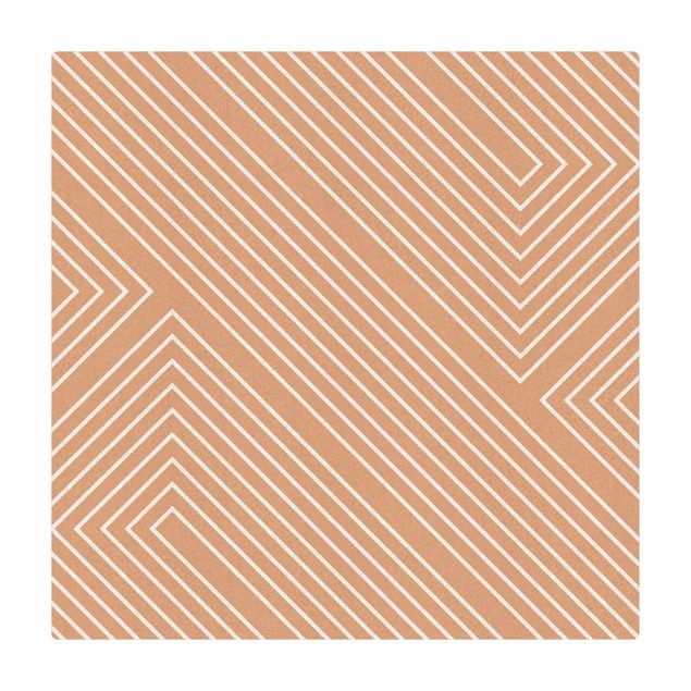 Tappetino di sughero - Geometria simmetrica di linee bianche - Quadrato 1:1