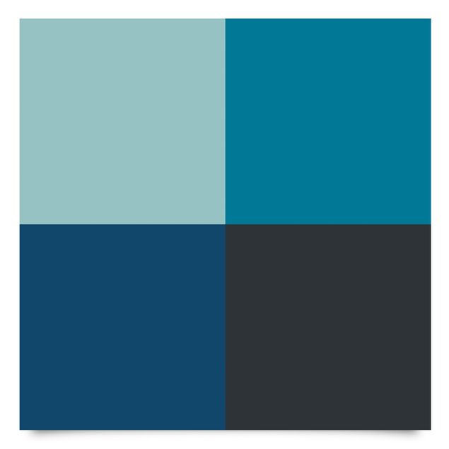 Carta Adesiva per Mobili - Set di 4 quadrati lago profondo - turchese pastello petrolio blu di prussia grigio luna