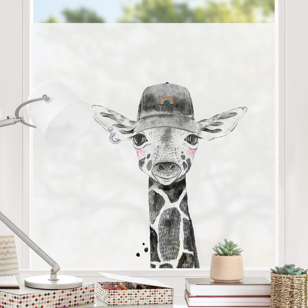 Pellicola per vetri per salone Festa degli animali - Giraffa