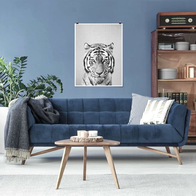 Poster cameretta bambini animali Tigre Tiago Bianco e Nero