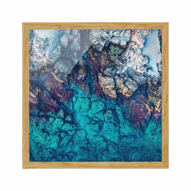 Poster con cornice - Top View costa rocciosa colorata