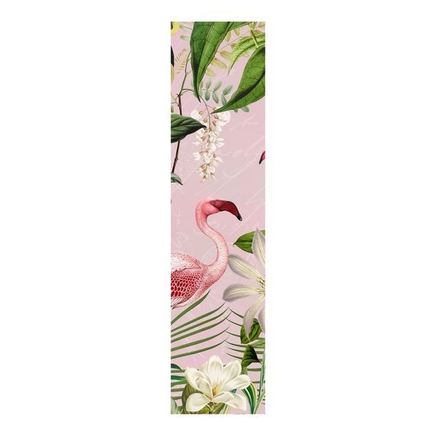 set tende a pannello Fenicotteri tropicali con piante in rosa