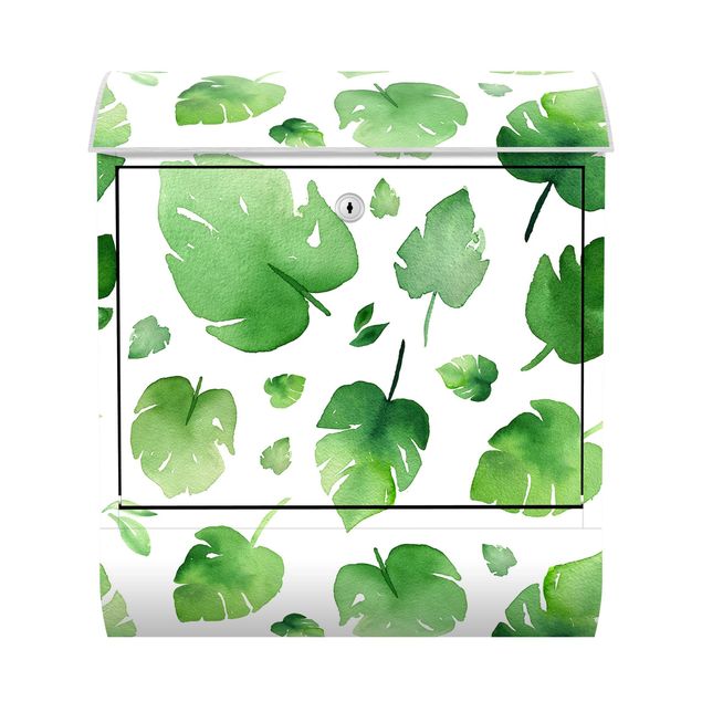 Cassetta postale - Foglie tropicali verdi in acquerello
