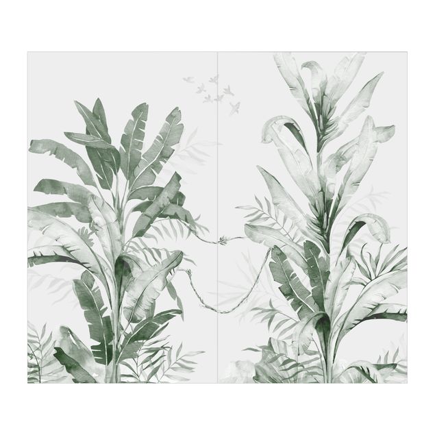 Rivestimento per doccia - Palme tropicali e foglie