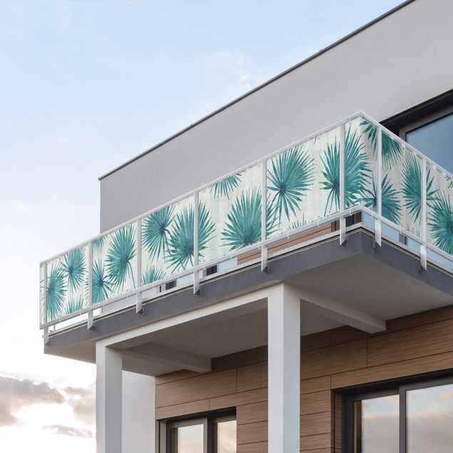 Telo frangivista per balcone resistente alle intemperie Foglie di palma tropicali Close-Up