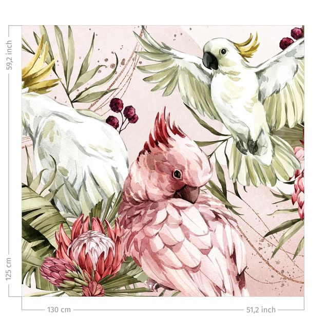 Tende oscuranti Uccelli tropicali - Cacatua in rosa e bianco