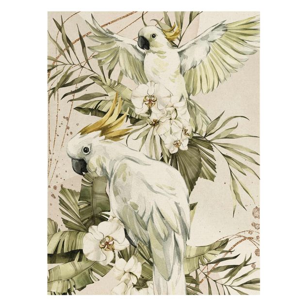 Riproduzioni su tela quadri famosi Uccelli tropicali - Cacatua bianchi