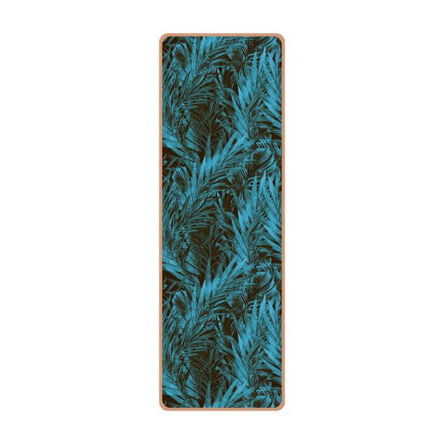 Tappetino yoga - Scuro sottobosco tropicale blu