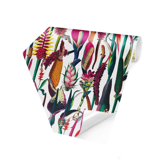 Carta da parati esagonale adesiva con disegni - Trama tropicale lussuosa XXL